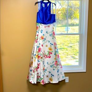 Blue and floral prom dress